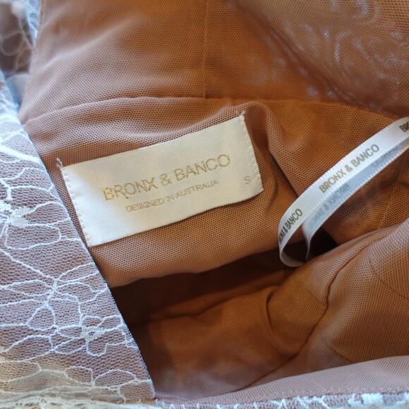 Bronx & Banco Megan Lace Maxi Dress Small White Floral Sheer Boho Bridal Gown - Picture 9 of 16